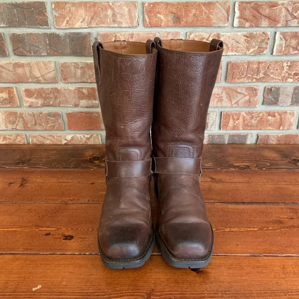 Frye Harness Mahogany Brown Leather Biker Motorcycle Western Boots Size 9 D - Picture 4 of 16